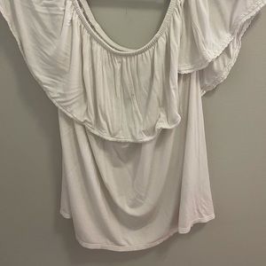Off the shoulder white tank